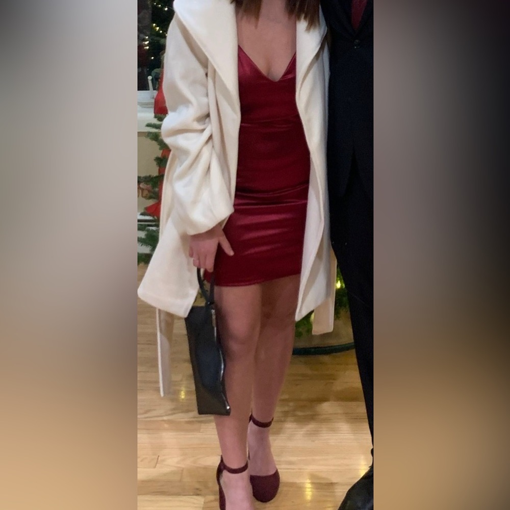 Red satin dress